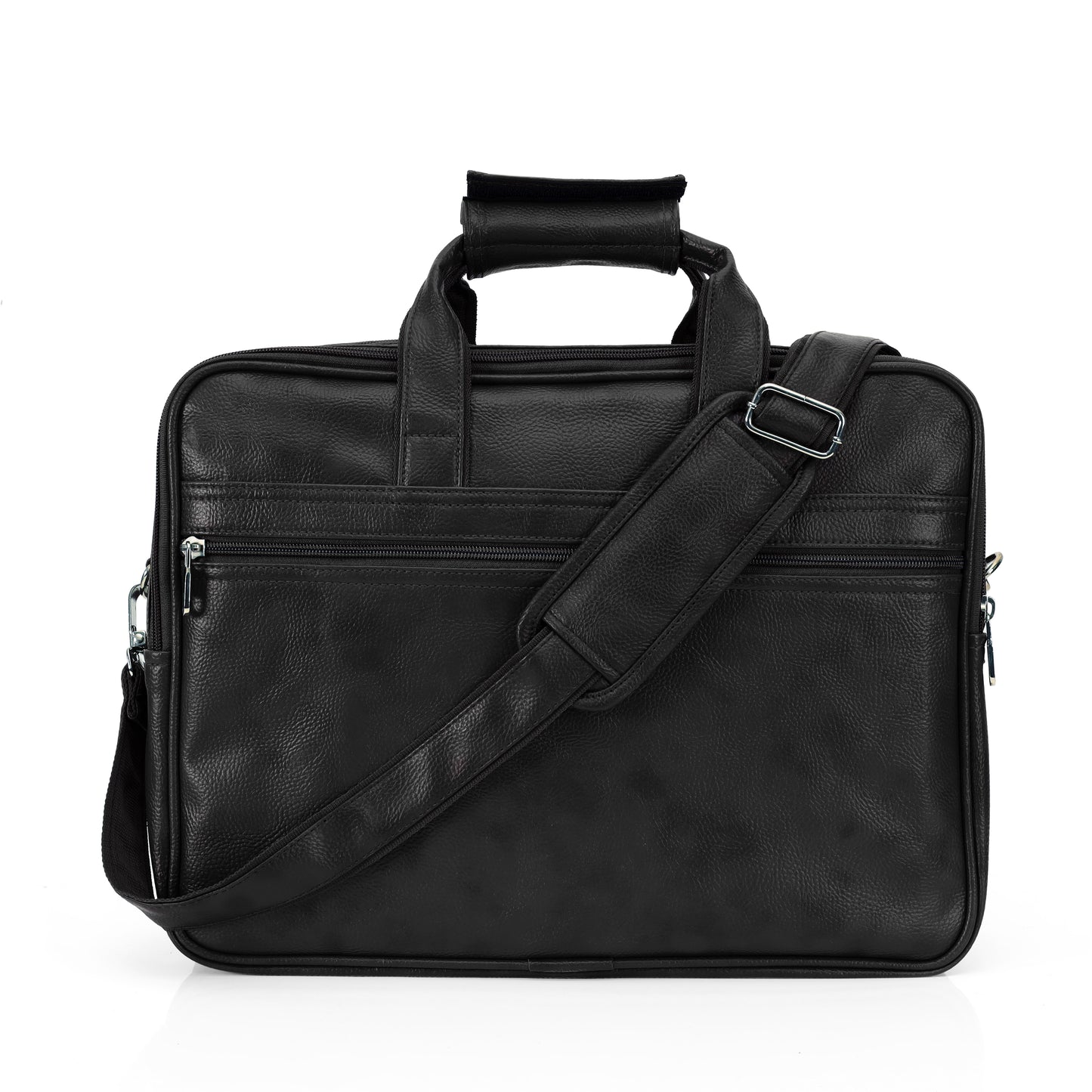 Professional Midnight Black Leather Executive Briefcase