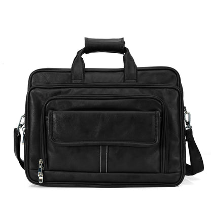 Professional Midnight Black Leather Executive Briefcase
