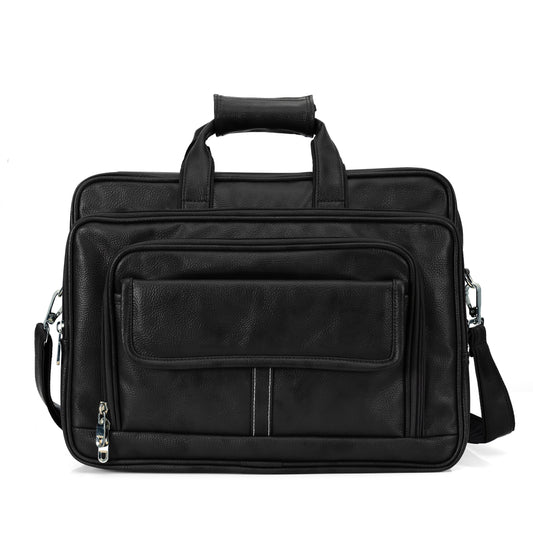Professional Midnight Black Leather Executive Briefcase