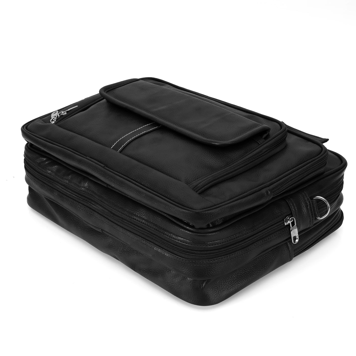 Professional Midnight Black Leather Executive Briefcase