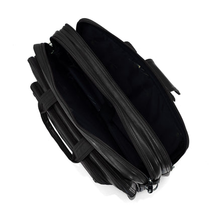 Professional Midnight Black Leather Executive Briefcase