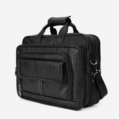 Professional Midnight Black Leather Executive Briefcase