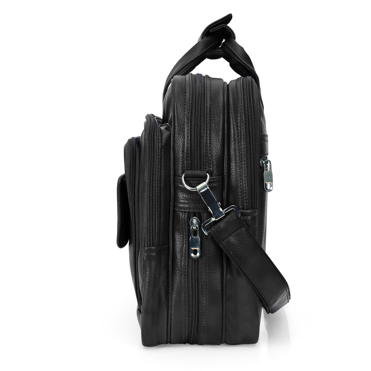 Professional Midnight Black Leather Executive Briefcase