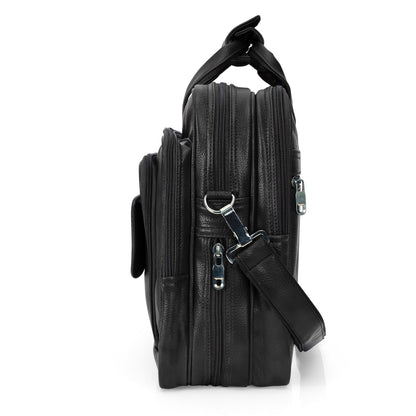 Professional Midnight Black Leather Executive Briefcase