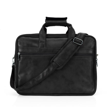 Professional Midnight Black Leather Executive Briefcase