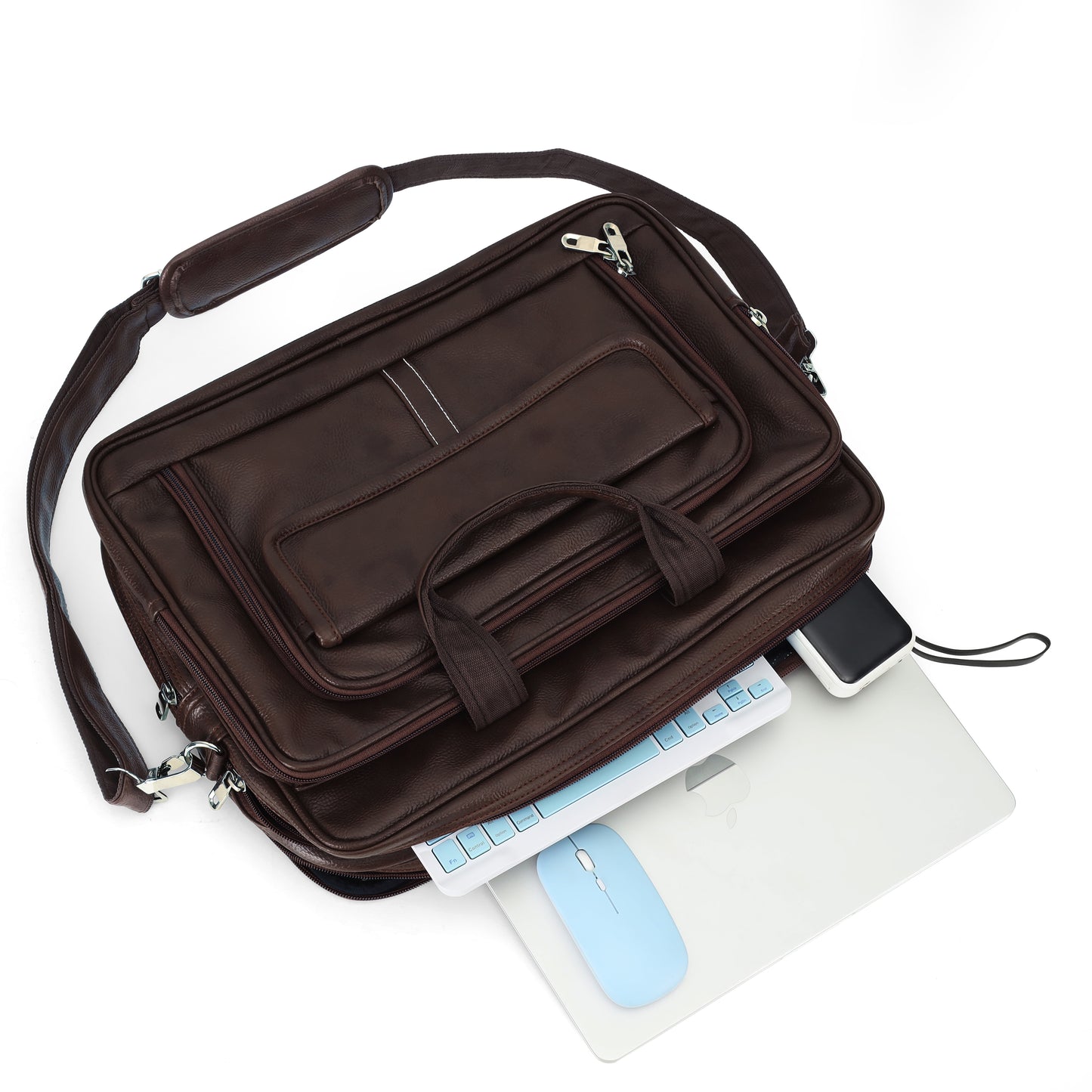 Premium Dark Coffee Brown Leather Executive Briefcase