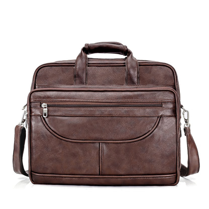 Expandable Laptop Folder Messenger Bag-brown
