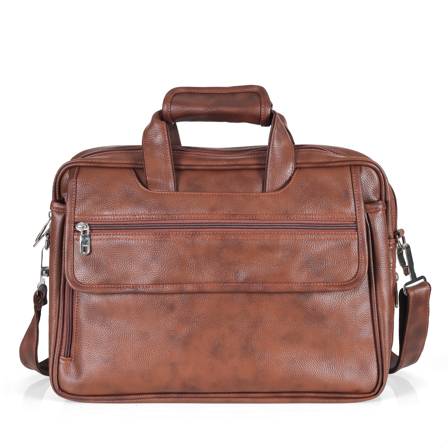 Classic Tan Leather Executive Briefcase & Laptop Bag