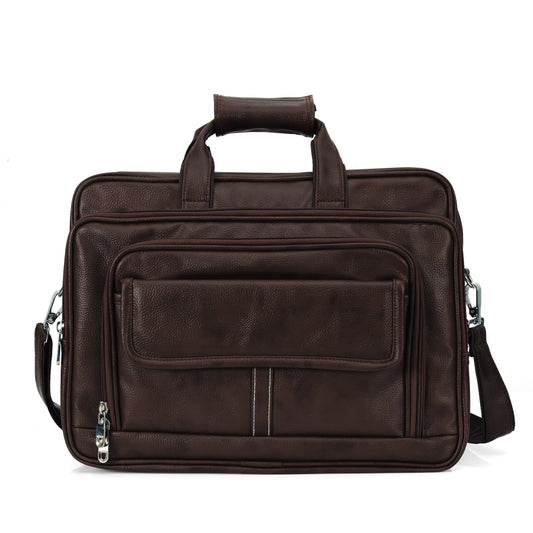 Premium Dark Coffee Brown Leather Executive Briefcase