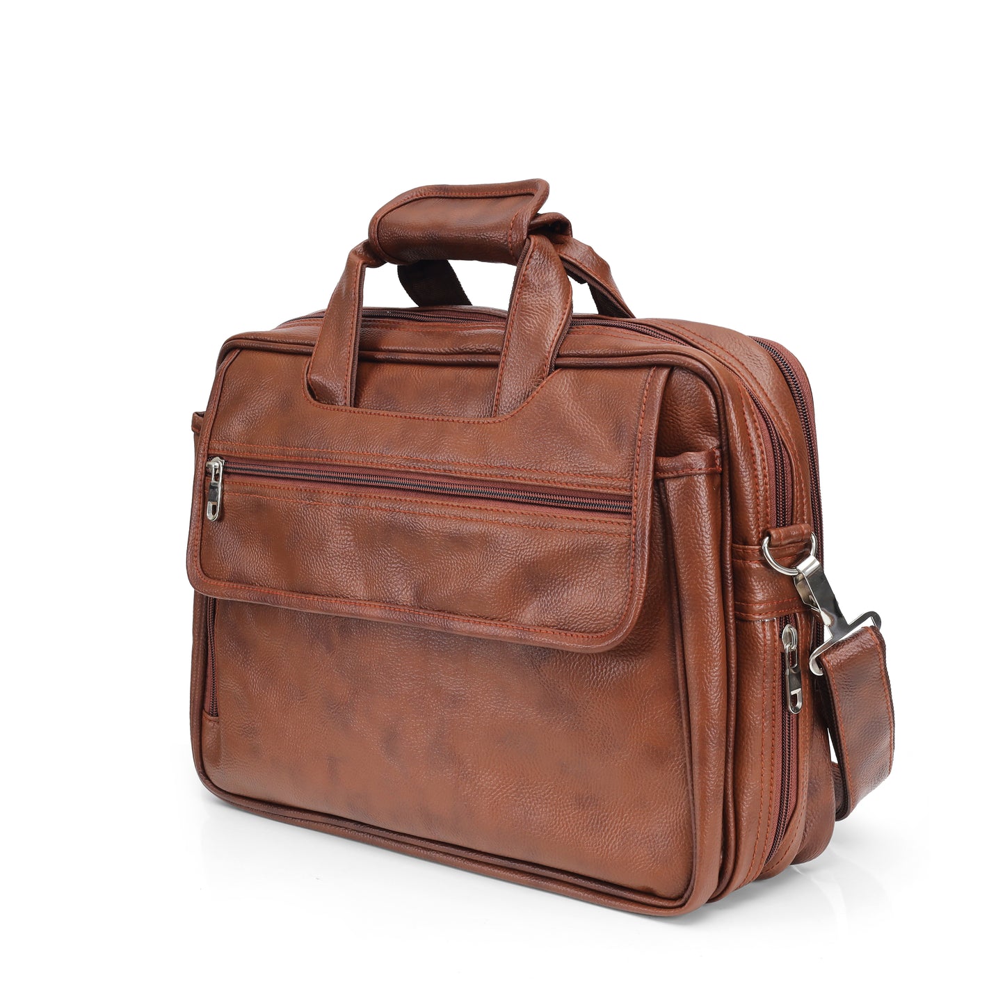 Classic Tan Leather Executive Briefcase & Laptop Bag