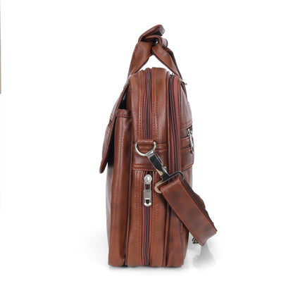 Classic Tan Leather Executive Briefcase & Laptop Bag