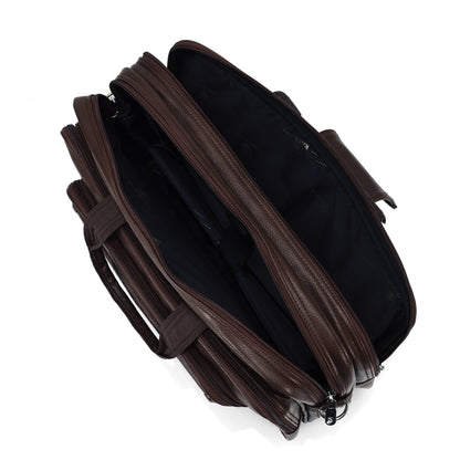 Premium Dark Coffee Brown Leather Executive Briefcase
