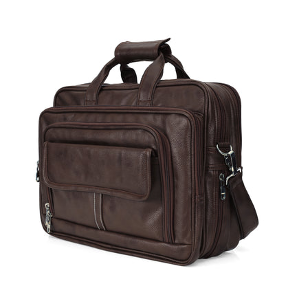Premium Dark Coffee Brown Leather Executive Briefcase