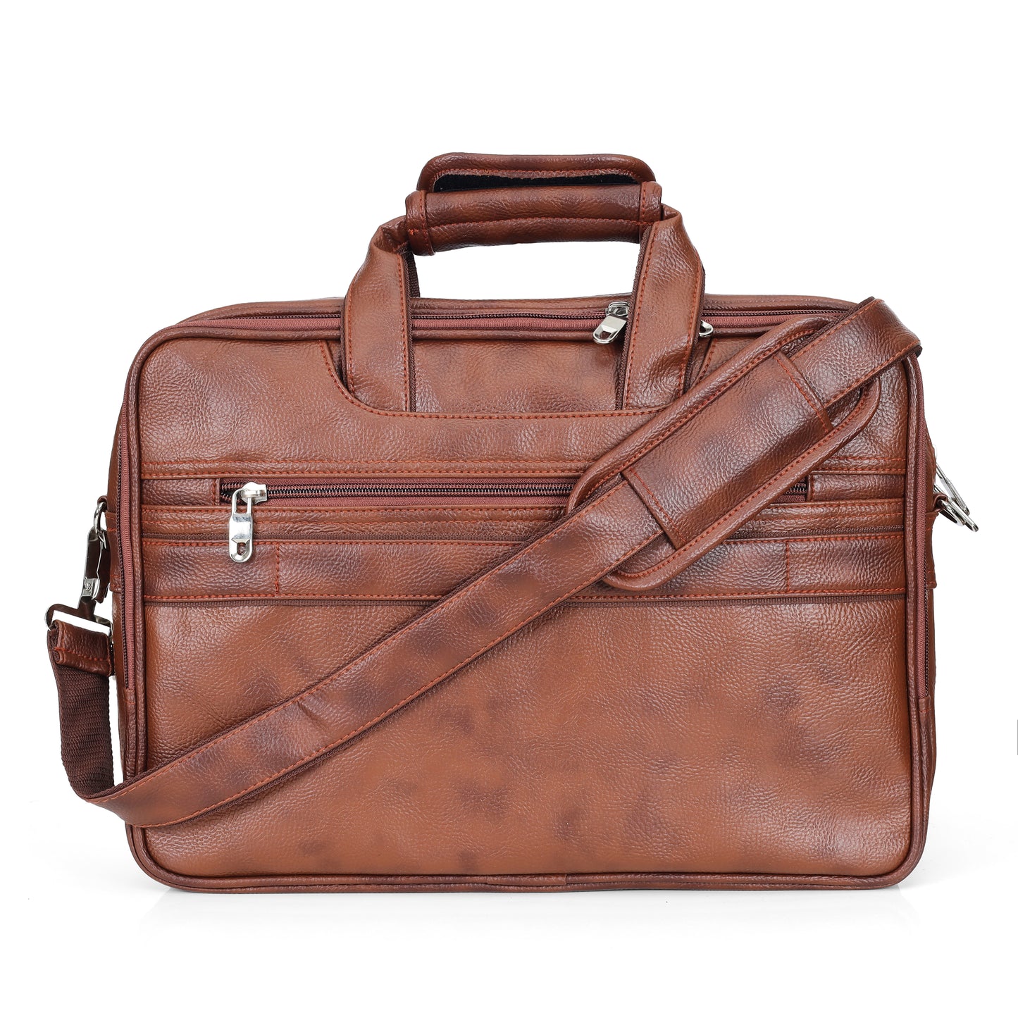 Classic Tan Leather Executive Briefcase & Laptop Bag