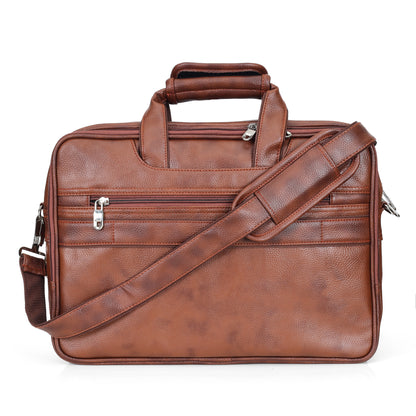 Classic Tan Leather Executive Briefcase & Laptop Bag