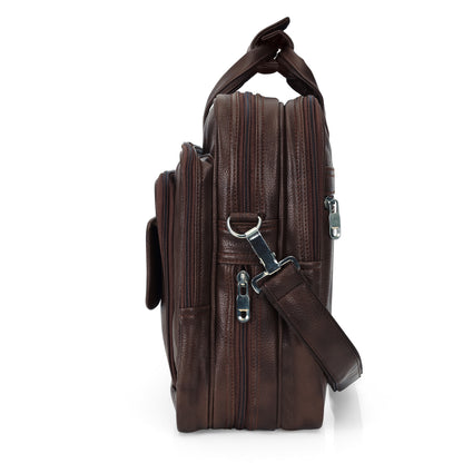 Premium Dark Coffee Brown Leather Executive Briefcase