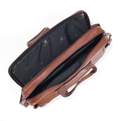 Classic Tan Leather Executive Briefcase & Laptop Bag