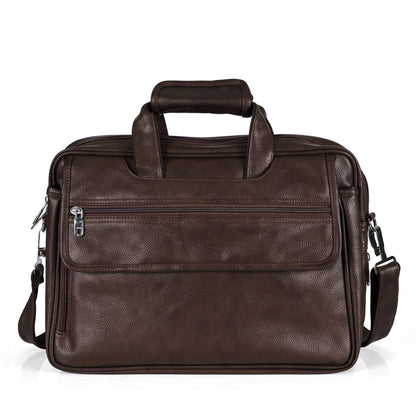 Premium Chocolate Brown Leather Laptop Briefcase