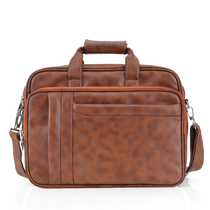 Tan Brown Leather Laptop & Office Messenger Bag