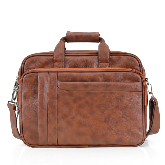 Tan Brown Leather Laptop & Office Messenger Bag
