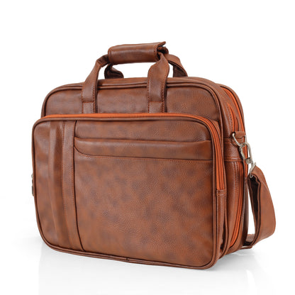 Tan Brown Leather Laptop & Office Messenger Bag