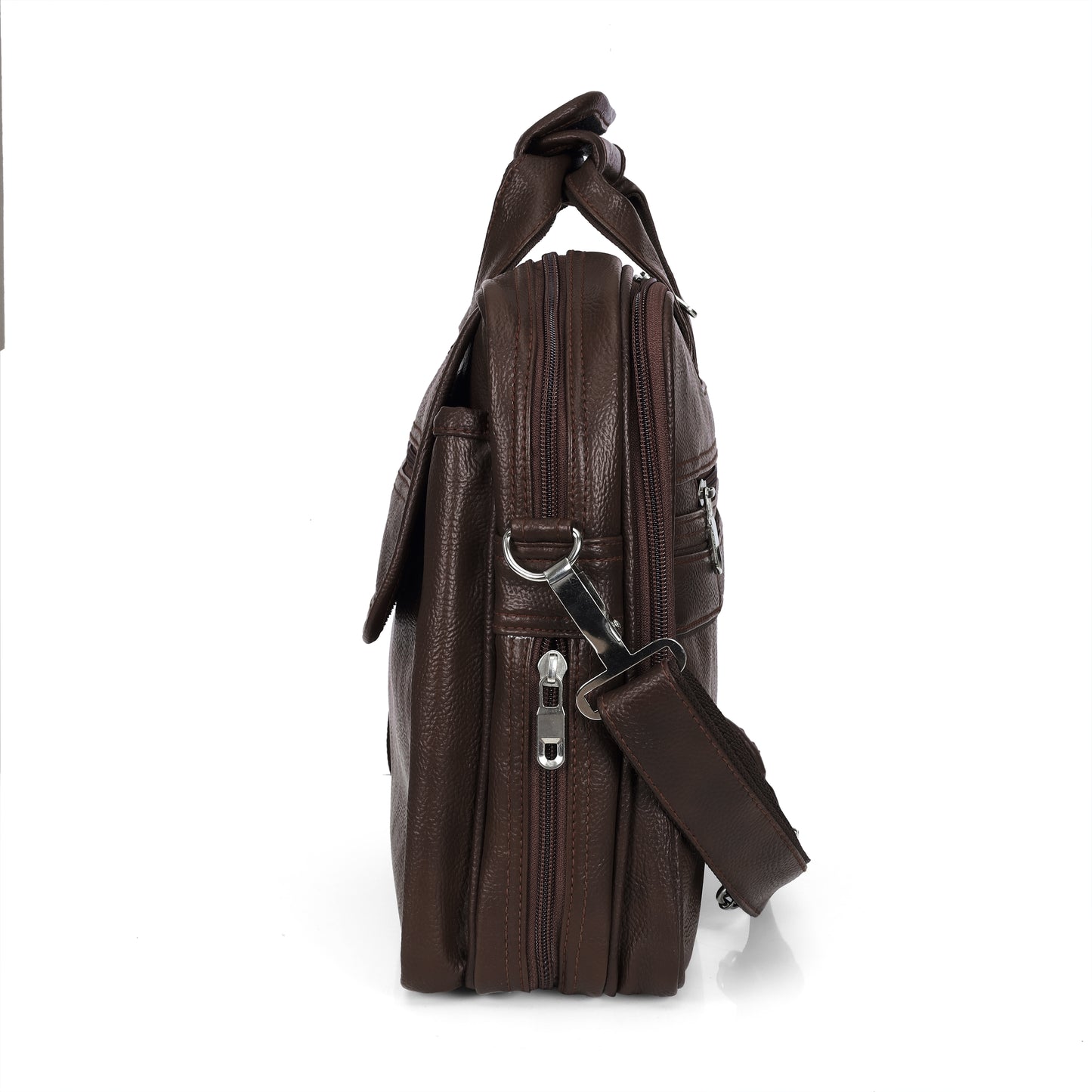 Premium Chocolate Brown Leather Laptop Briefcase
