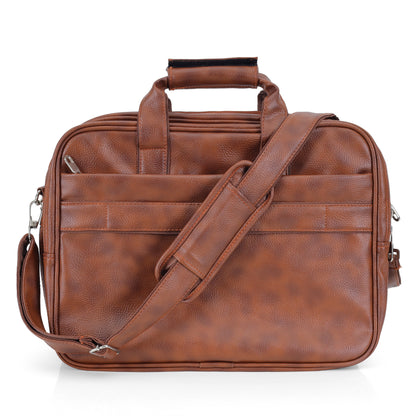 Tan Brown Leather Laptop & Office Messenger Bag