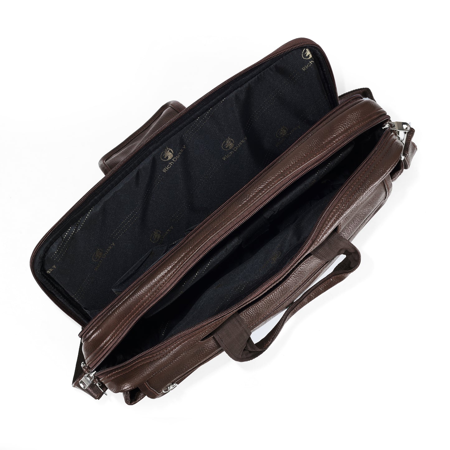 Premium Chocolate Brown Leather Laptop Briefcase