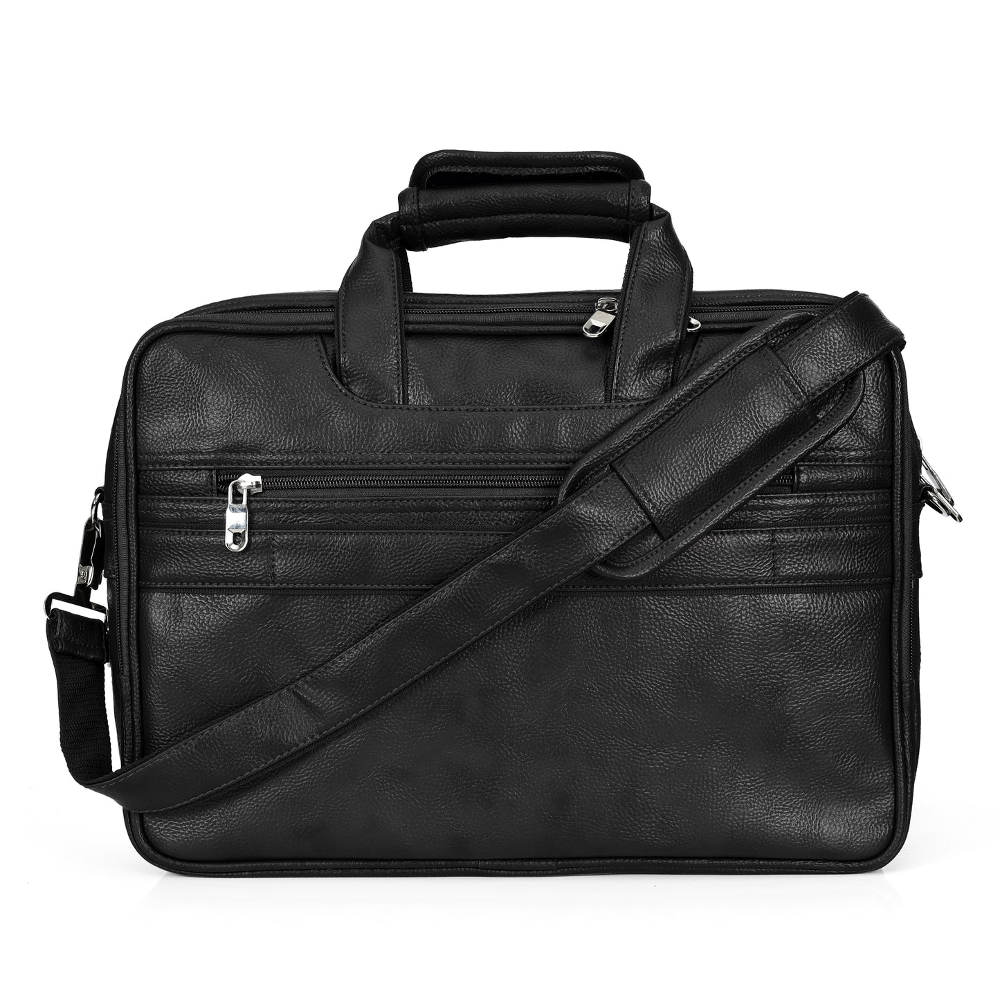Professional Midnight Black Leather Executive Briefcase