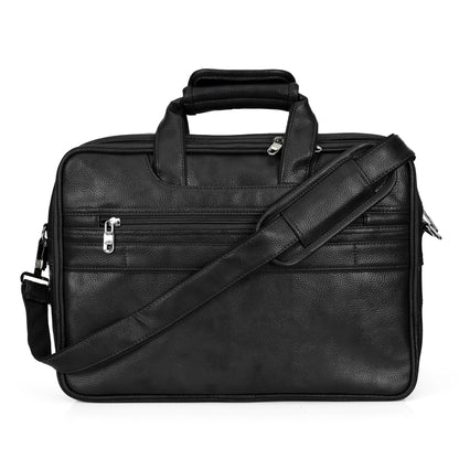 Professional Midnight Black Leather Executive Briefcase