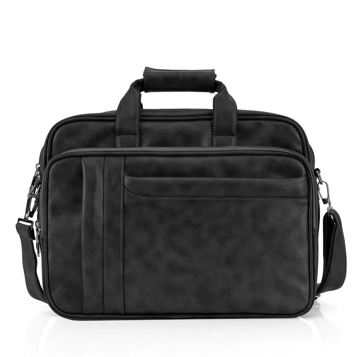 Black Leather Laptop & Office Messenger Bag