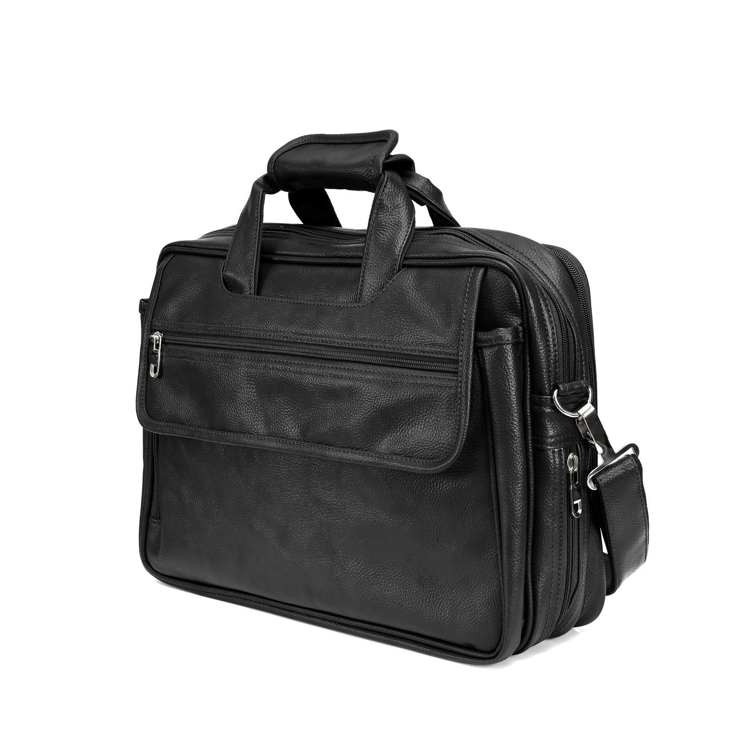 Professional Midnight Black Leather Executive Briefcase