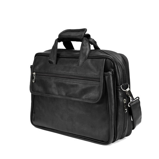 Professional Midnight Black Leather Executive Briefcase