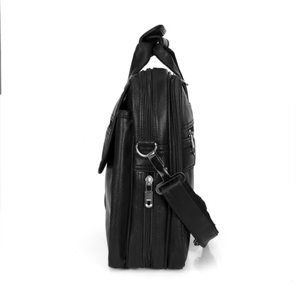 Professional Midnight Black Leather Executive Briefcase