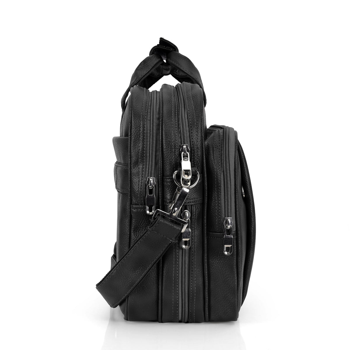 Black Leather Laptop & Office Messenger Bag
