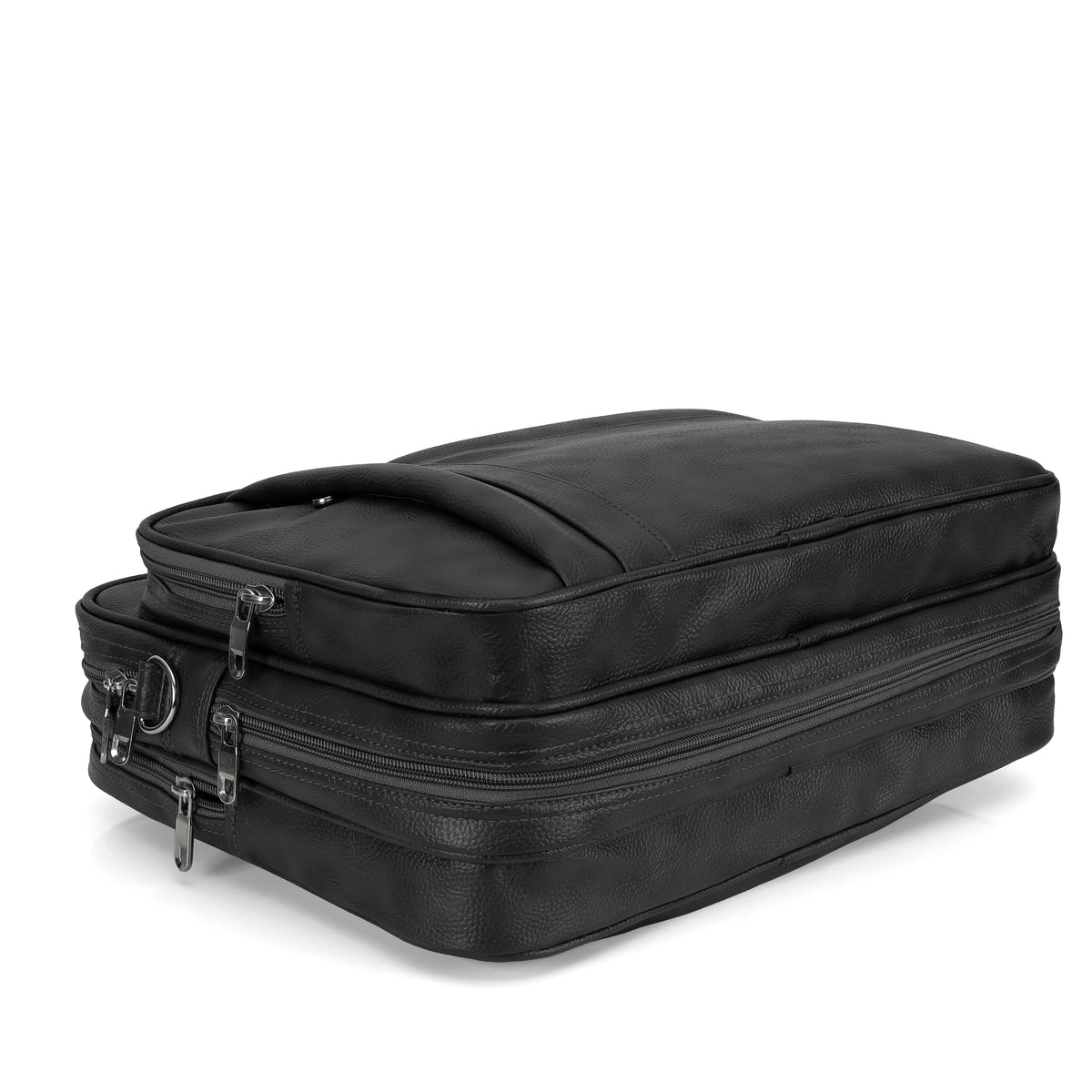 Black Leather Laptop & Office Messenger Bag
