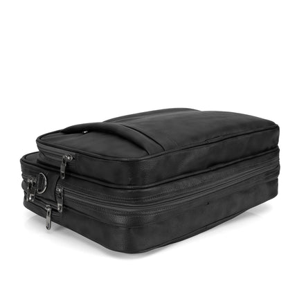 Black Leather Laptop & Office Messenger Bag
