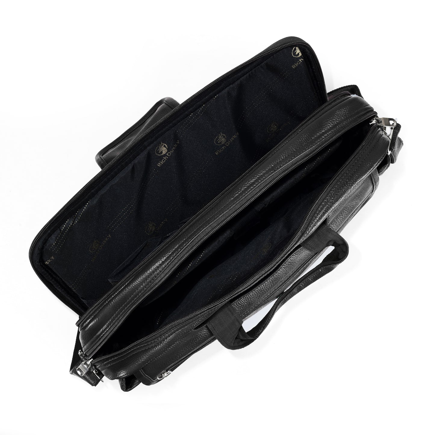 Professional Midnight Black Leather Executive Briefcase