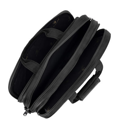 Black Leather Laptop & Office Messenger Bag