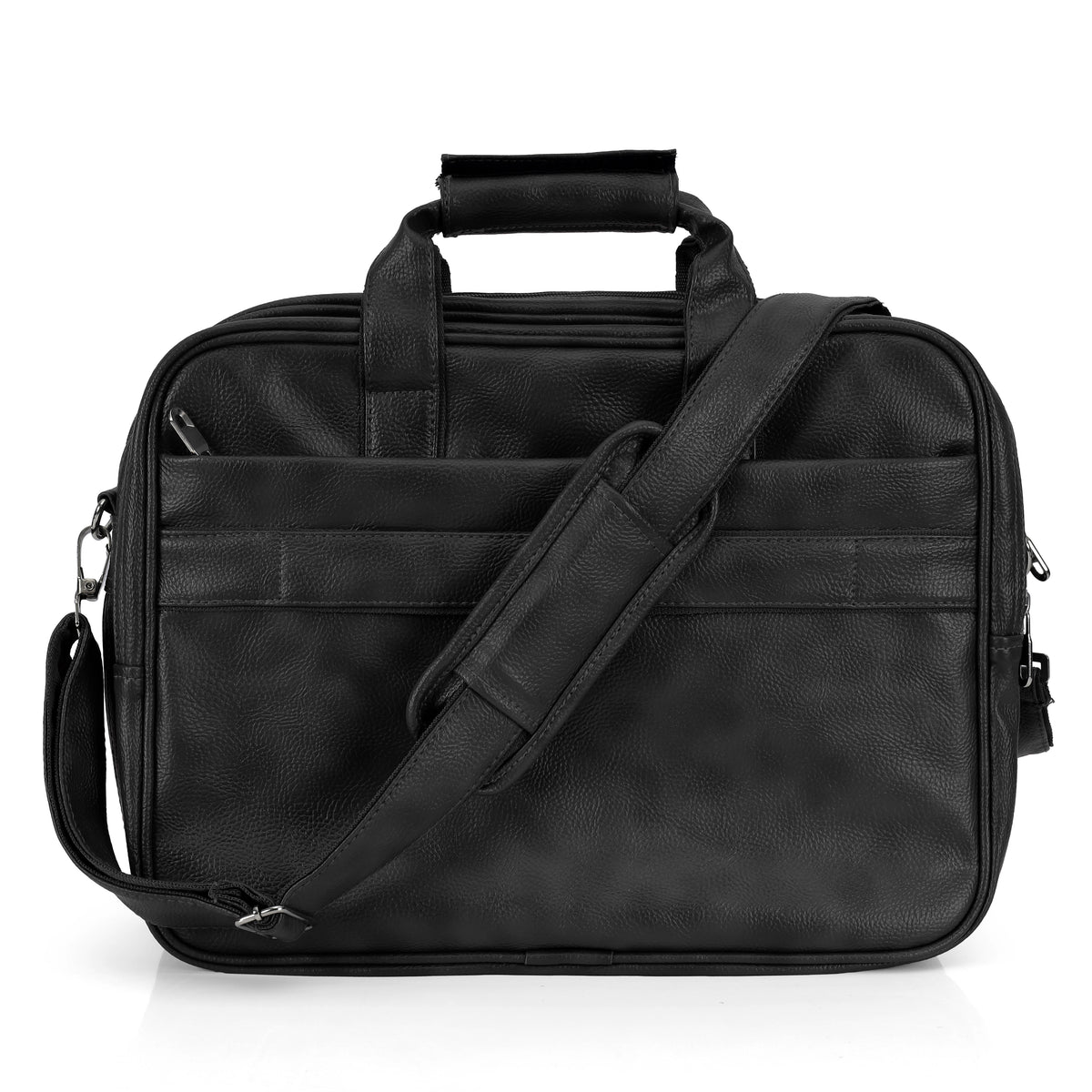 Black Leather Laptop & Office Messenger Bag