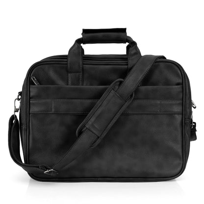 Black Leather Laptop & Office Messenger Bag
