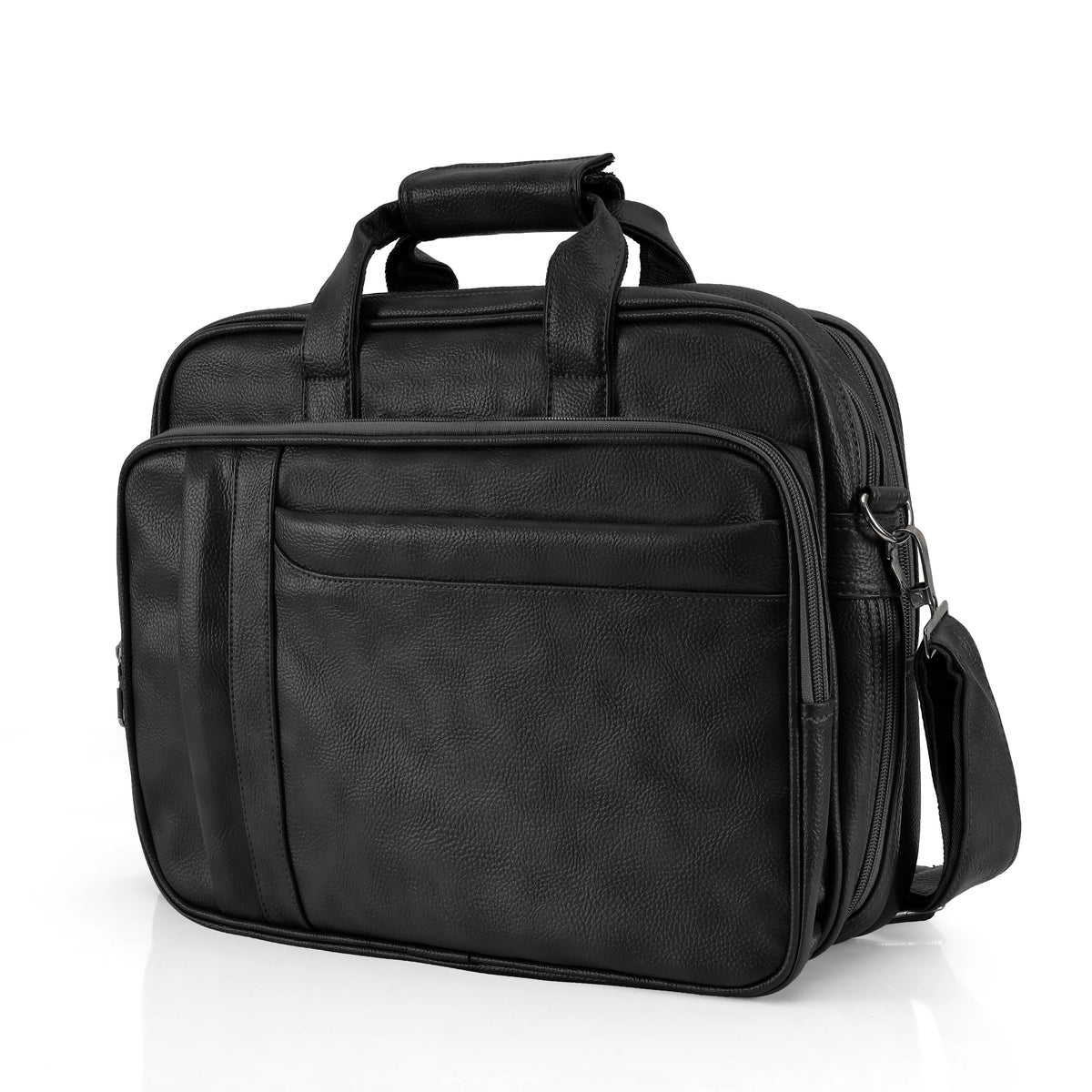 Black Leather Laptop & Office Messenger Bag