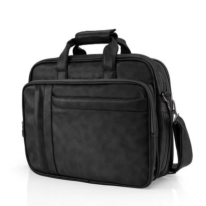 Black Leather Laptop & Office Messenger Bag