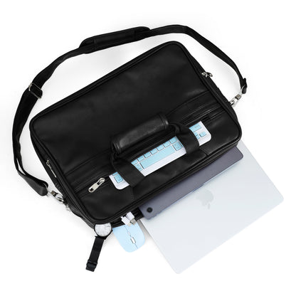 Professional Midnight Black Leather Executive Briefcase