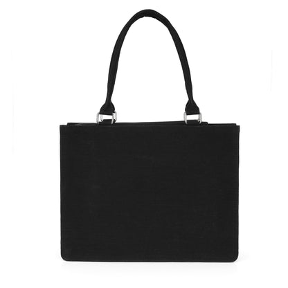 Elegant Black Floral Embroidered Tote Bag