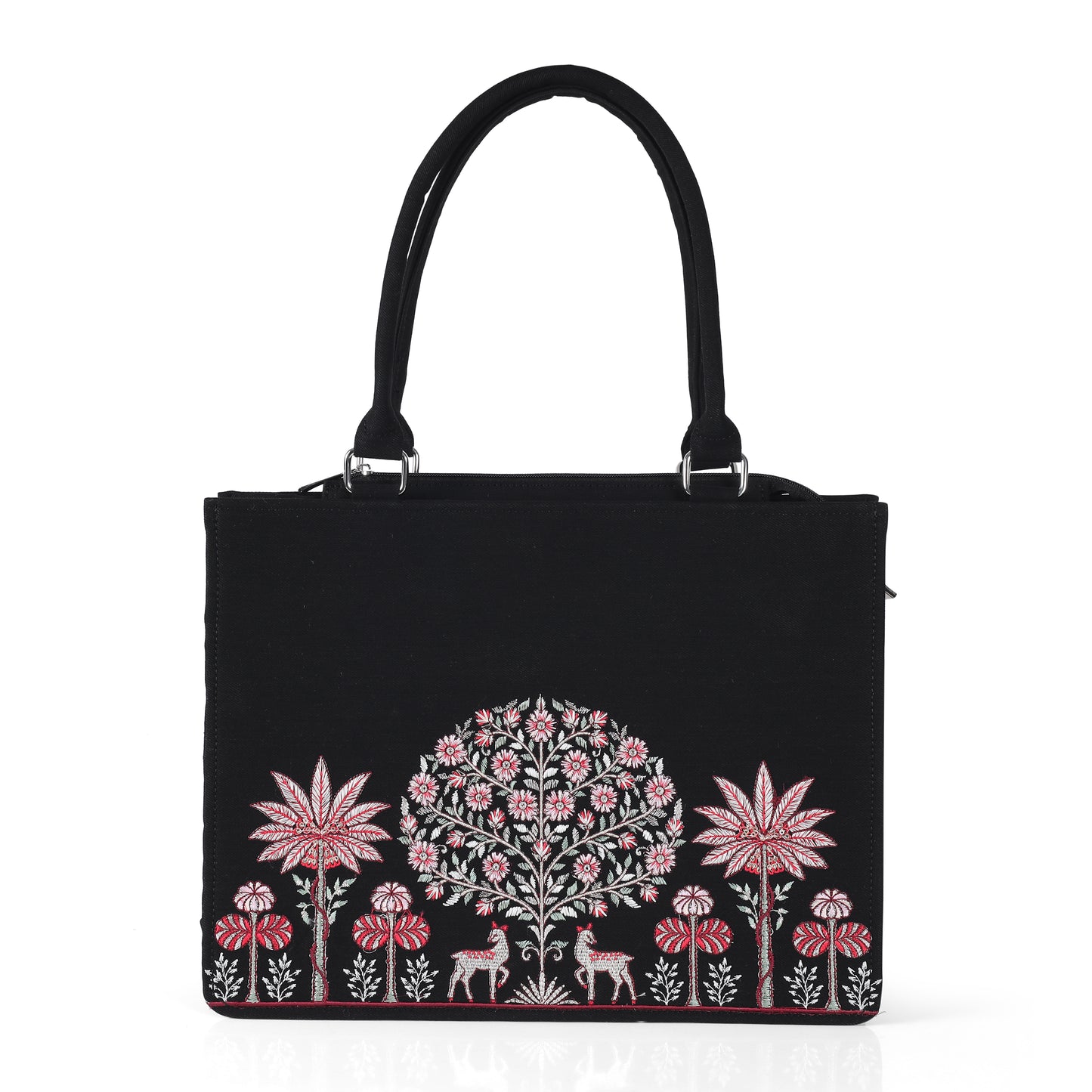 Majestic Tree of Life Embroidered Canvas Handbag