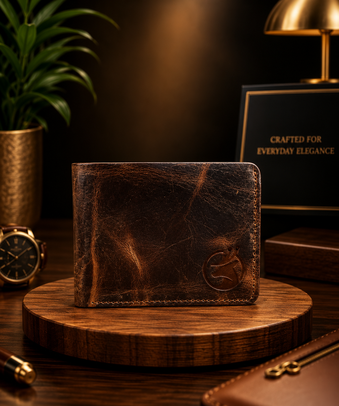 Vintage Distressed Brown Bifold Wallet for Men