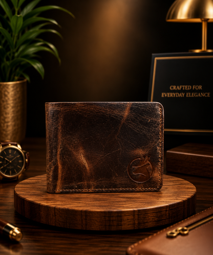 Vintage Distressed Brown Bifold Wallet for Men