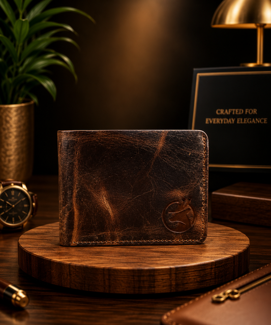 Vintage Distressed Brown Bifold Wallet for Men