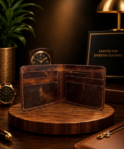 Vintage Distressed Brown Bifold Wallet for Men
